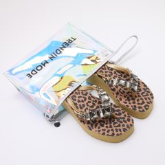 Jeweled Wedge Beach Sandals TM251992 Leopard Camel