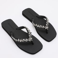 Jeweled Flat Beach Sandals TM252001 Summer Black