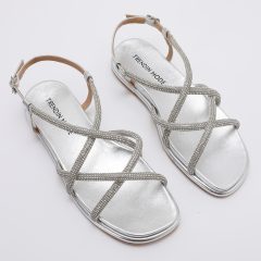 Rhinestone Strap Sandals TMA08002 Silver